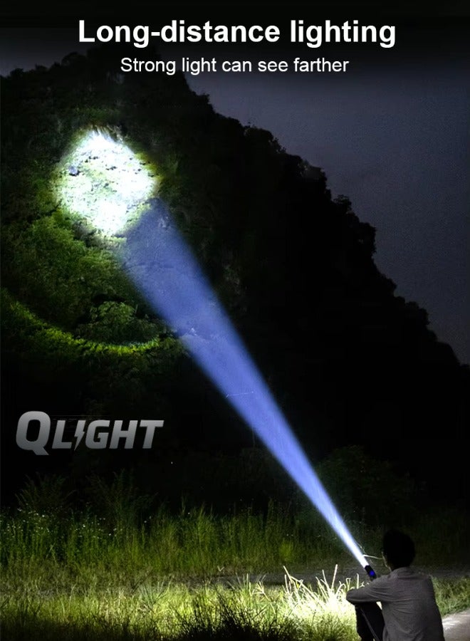 QLIGHT Rechargeable Flashlight 990000 High Lumens, XHP70.2 Super Bright Tactical Flashlights, Led Flash lights with 5 Modes, Zoomable, Type-C, IPX65 Waterproof, Powerful Flash Light for Camping Hiking Running & Cycling - Image 5